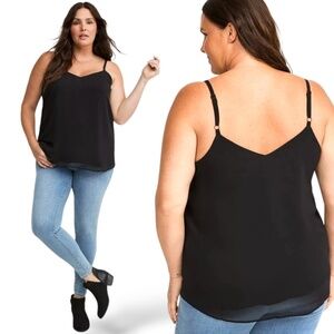 TORRID Black Chiffon Swing Cami Adjustable Straps Lined CA Sz 2X
